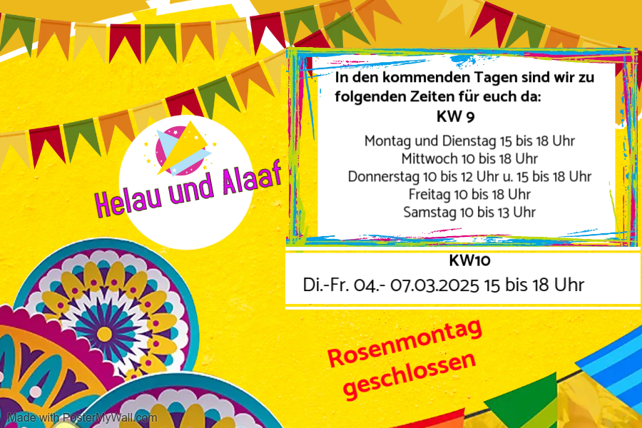 ffnungszeiten Karneval 2025